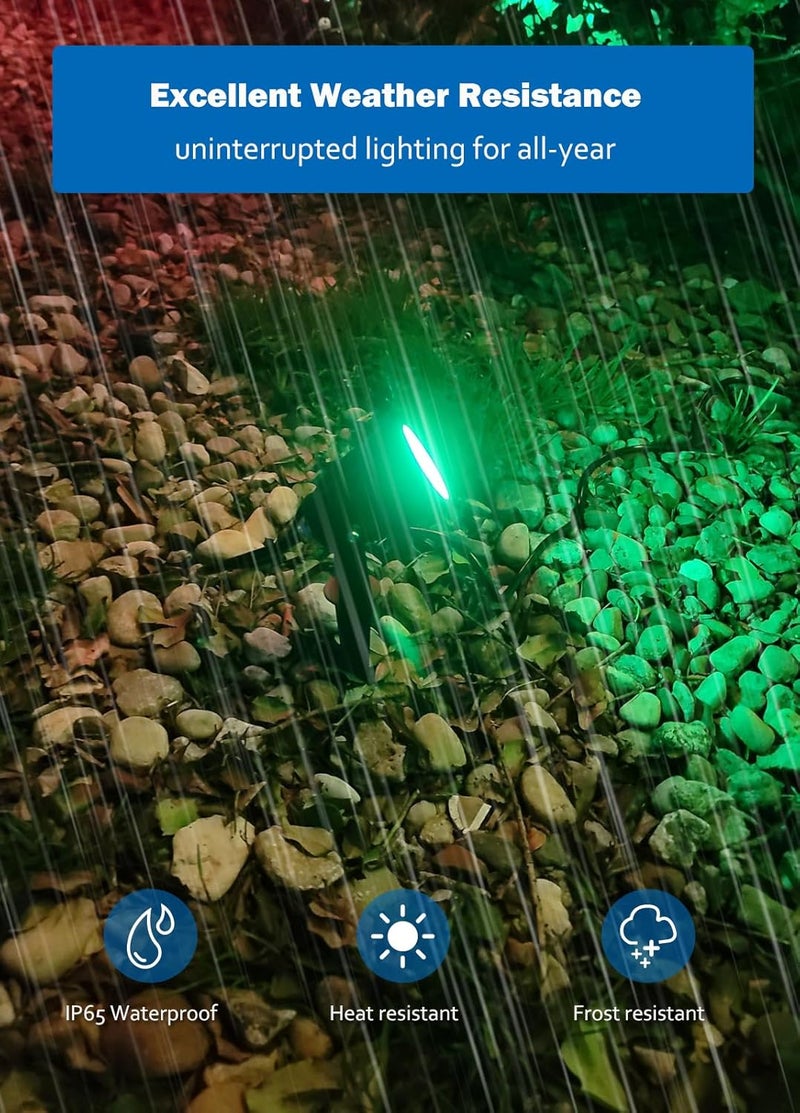 BeeLinks Halloween Christmas Spotlight Outdoor: 12W RGBW LED Spot Lights Outdoor with 16 Color Changing for Yard Garden Decor | 4 Pack of IP65 Waterproof 120V Plug in Landscape Lighting with Remote - Image 5
